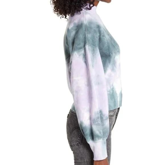All In Favor Crop Crew Neck Sweatshirt Sz Medium Green & Purple Tie Dye NWT - Picture 3 of 7